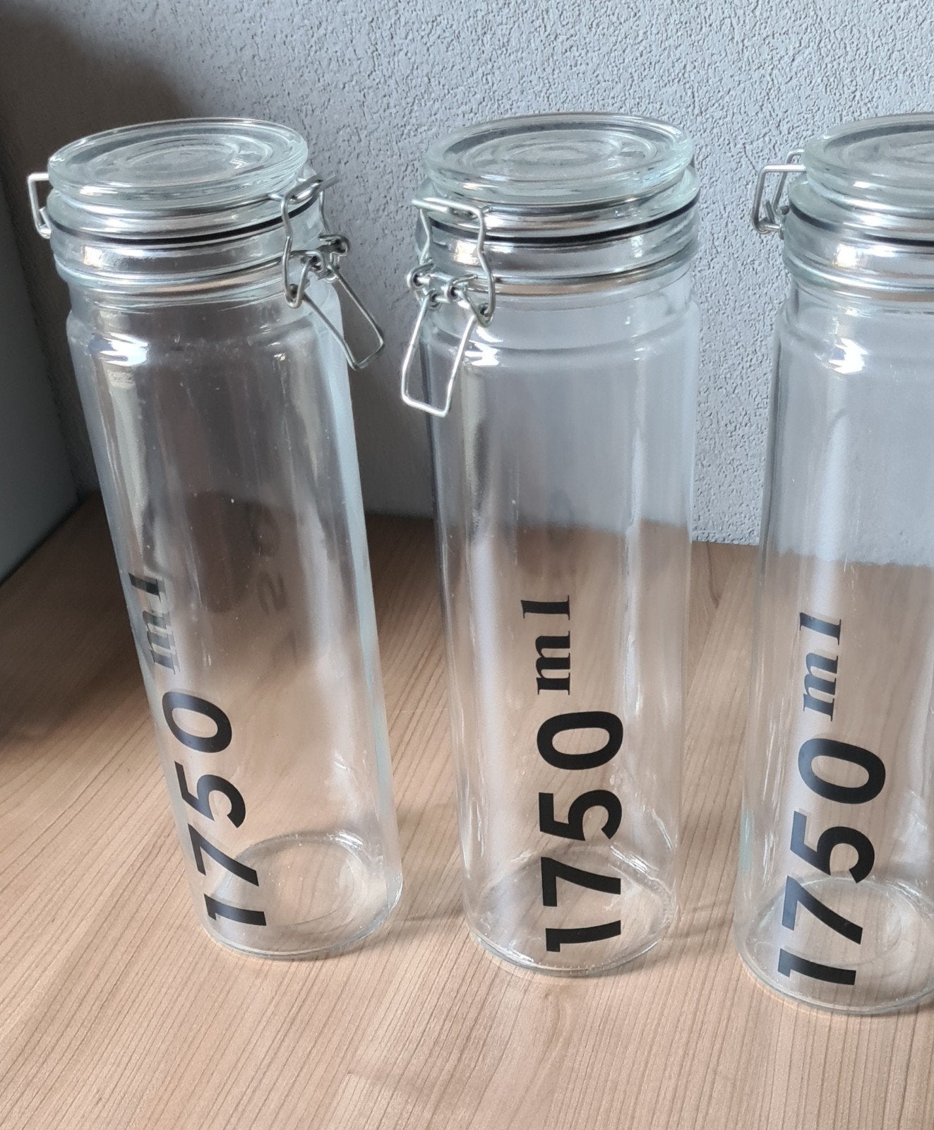 Set van 3 glazen voorraadpotten met beugelsluiting, Huis en Inrichting, Glas, Nieuw, Ophalen of Verzenden, Voorraadpot
