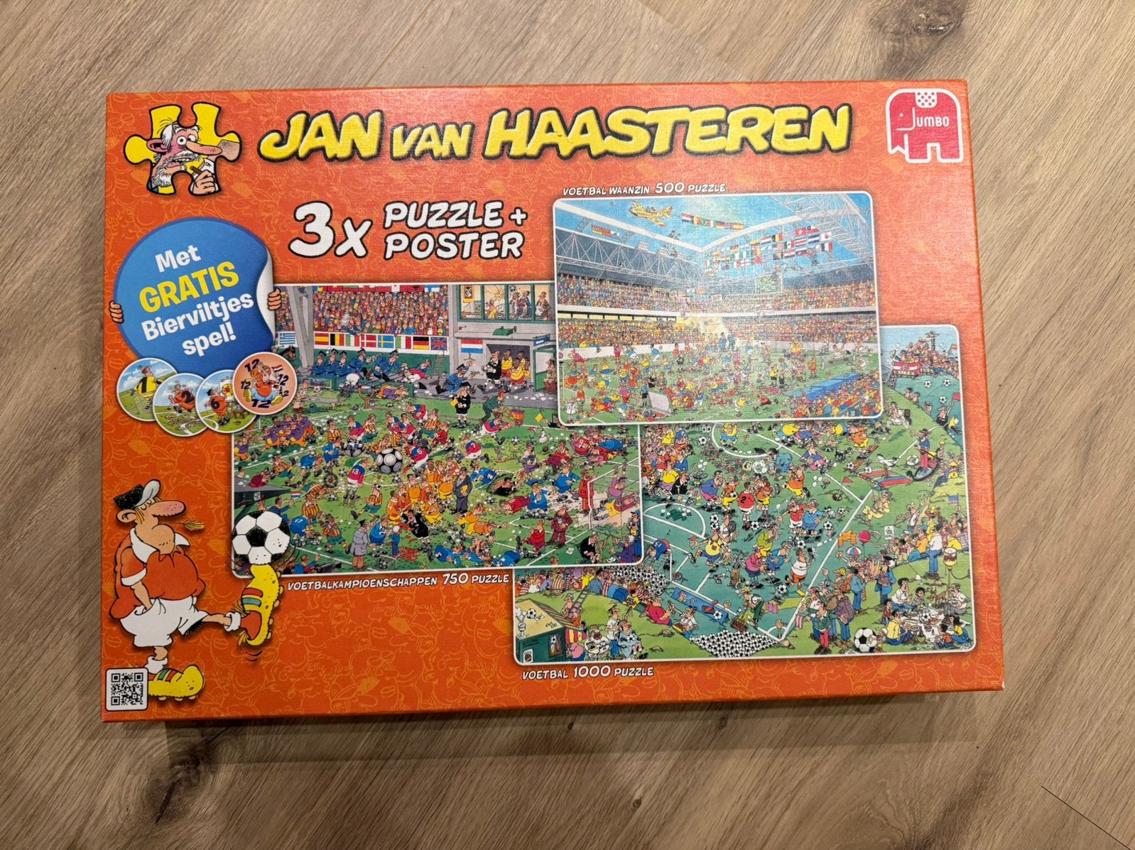 Jan van Haasteren WK voetbal 3-in-1 puzzel, Ophalen, 500 t/m 1500 stukjes, Zo goed als nieuw