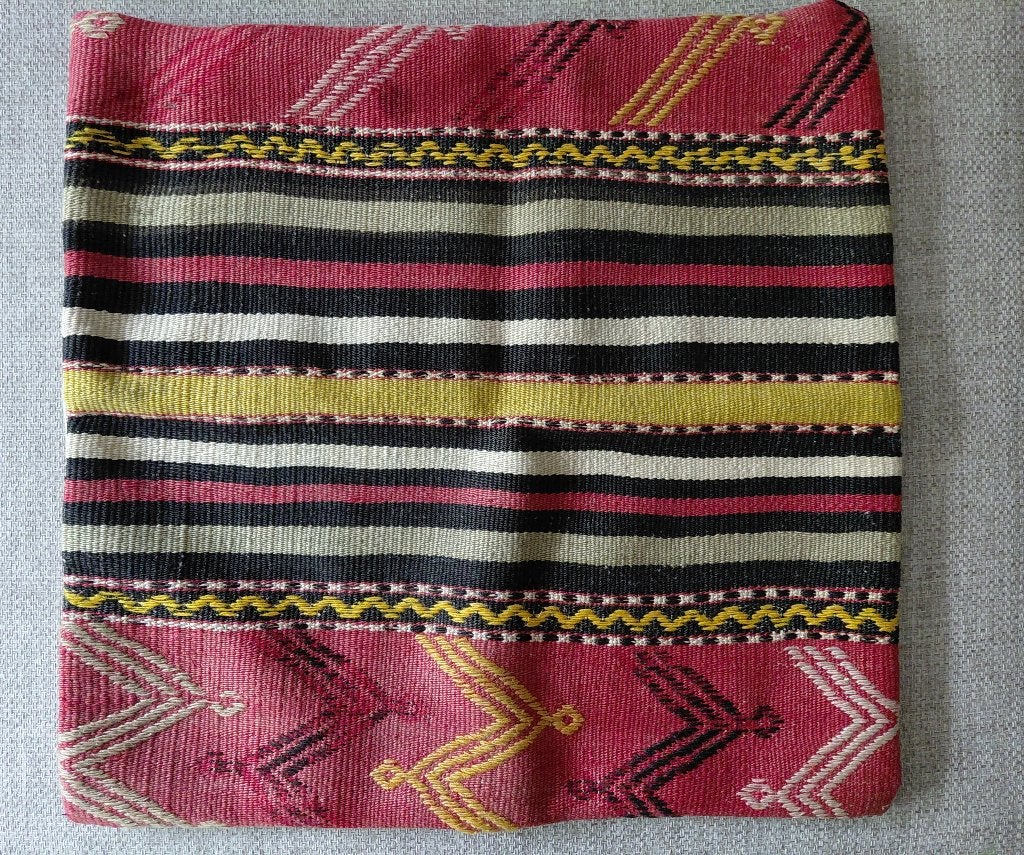 Oosterse Kelim kussenhoes, 47 x 47 cm, Ophalen, Gebruikt, Meerkleurig, Afneembare hoes