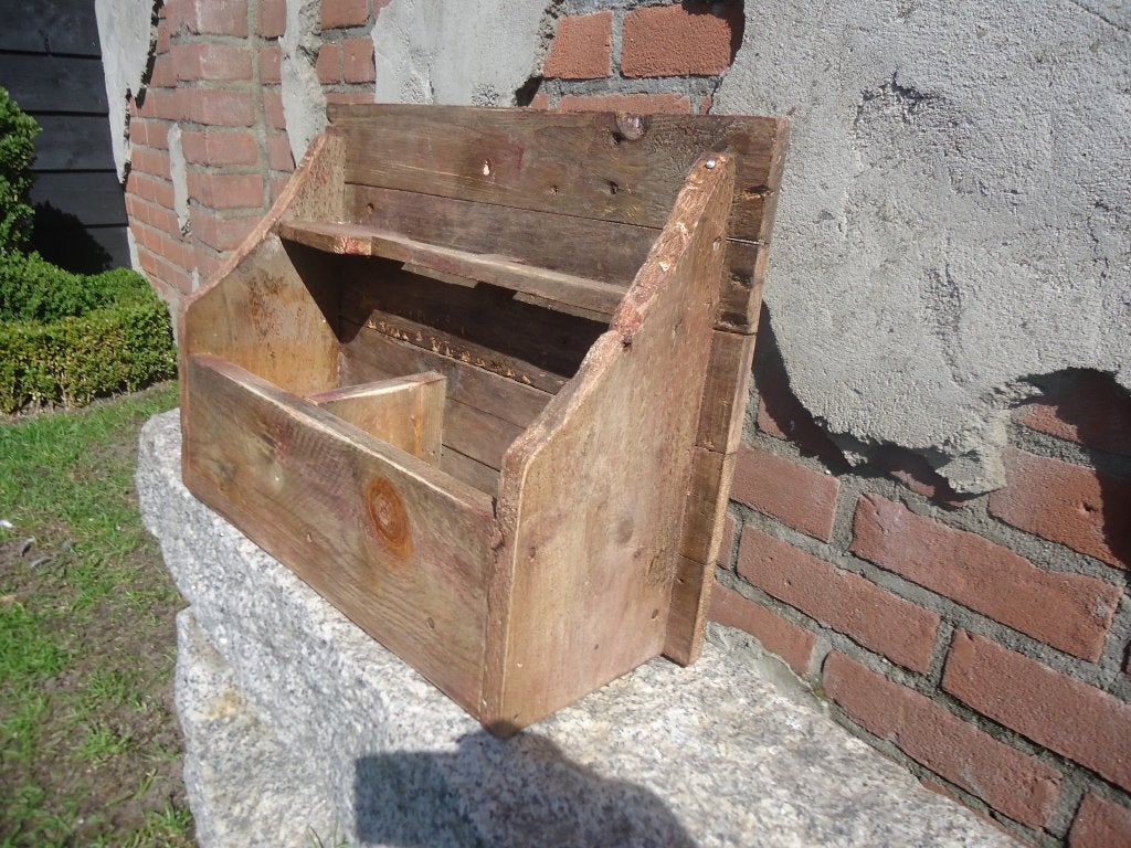 Woonaccessoires - houten vintage decoratie - ophang bak -oud, Ophalen of Verzenden, Gebruikt