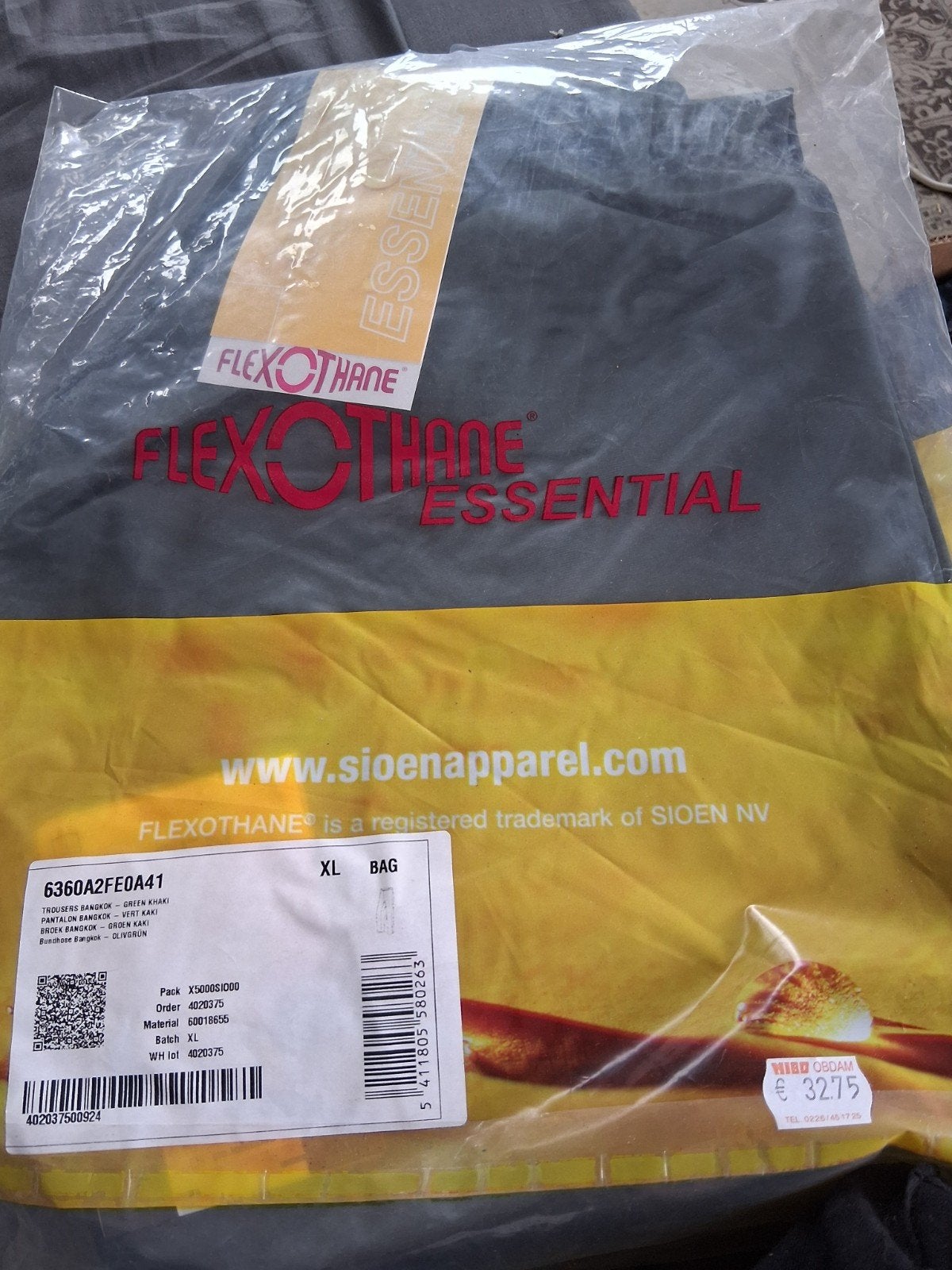 Flexothane Essential Werkbroek - Maat XL, Ophalen of Verzenden, Sioen Apparel, Grijs, Maat 56/58 (XL)
