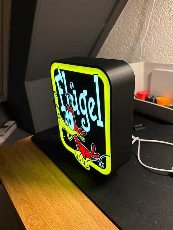 Flügel Logo LED Light Box – 23 x 17 cm | 3D Geprint, Huis en Inrichting, Handgemaakt, Overige merken, Verzenden, 23 cm