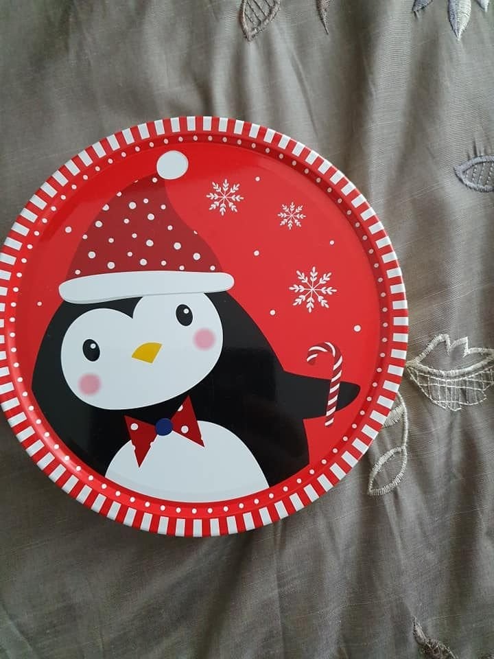 Leuke kerst pinguïn koekblik - Zo goed als nieuw, Verzamelen, Blikken, Ophalen of Verzenden, Zo goed als nieuw, Koek(jes), Overige merken
