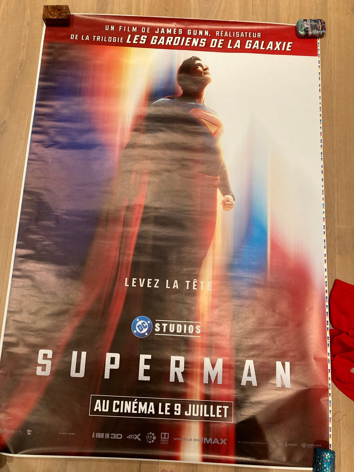 Grote Franse Superman Filmposter - 175x118 cm, Verzamelen, Ophalen, Rechthoekig Staand, Deurposter of groter, Zo goed als nieuw
