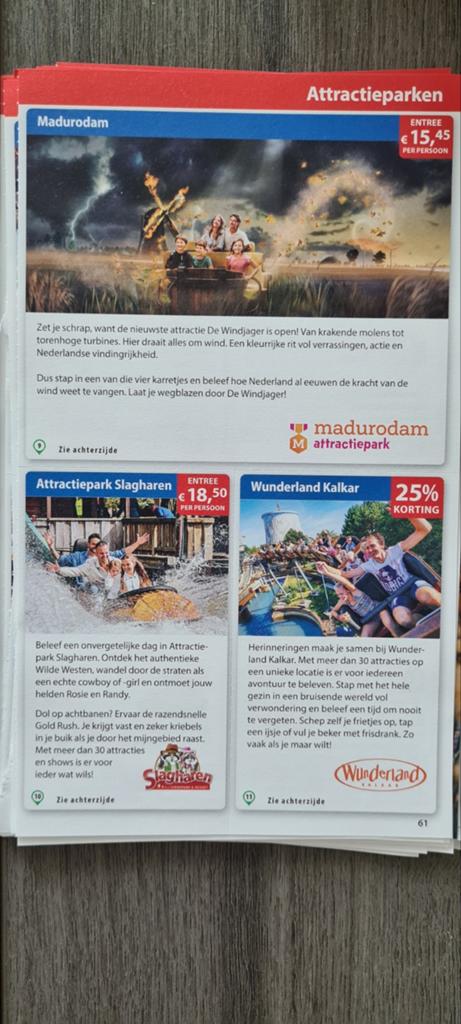 Postcodeloterij verschillende voordeelbonnen ( zie foto's), Drie personen of meer, Kortingsbon