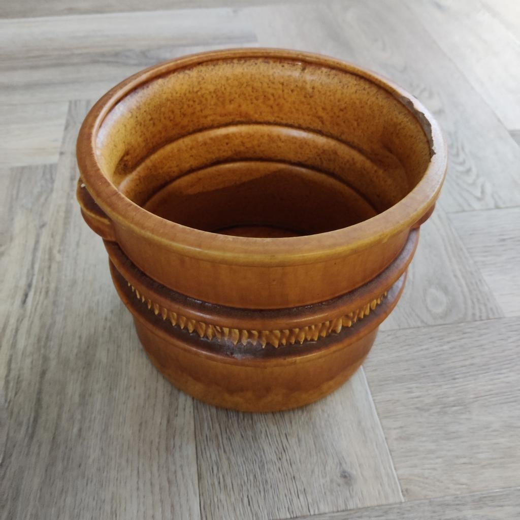 Oker gele bloempot West Germany, Ophalen of Verzenden