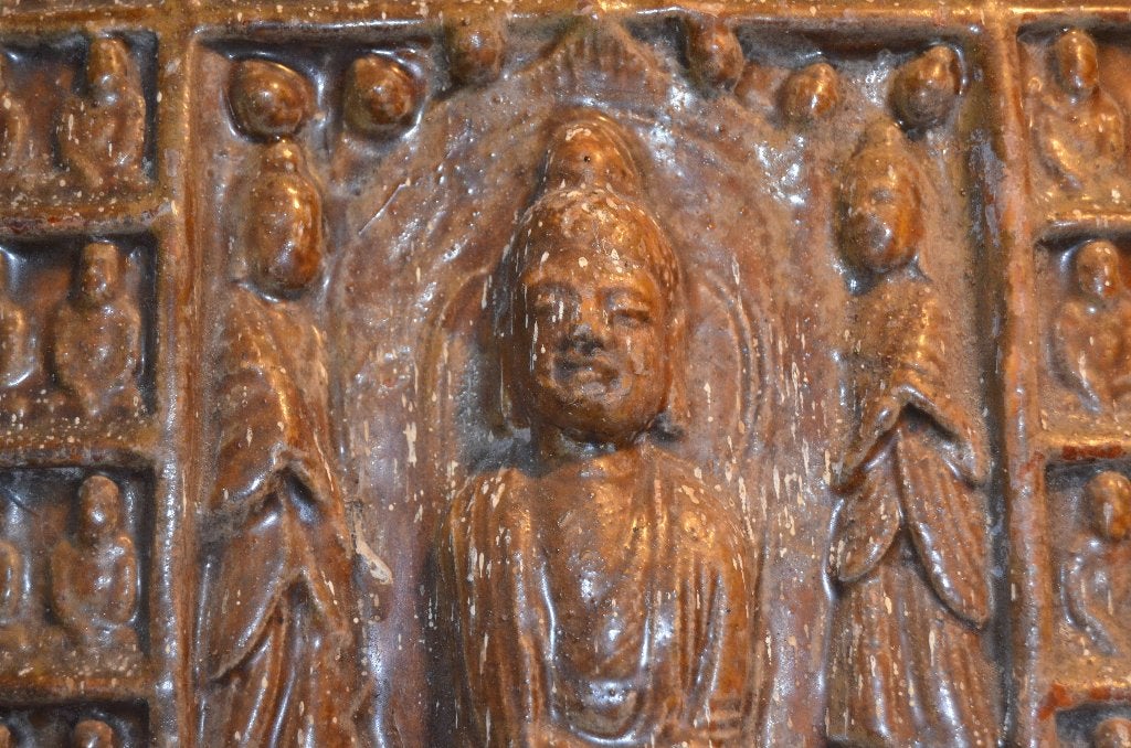 Aardewerk reliëftegel Birma / Burma 18e /19e eeuw, Reliëf, Steen/keramiek, Bruin, Overige typen