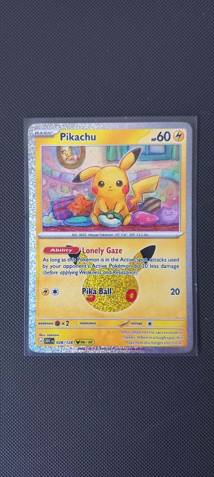 Pikachu (028/128) - 30th anniversary, Ophalen of Verzenden, Zo goed als nieuw, Losse kaart, Foil