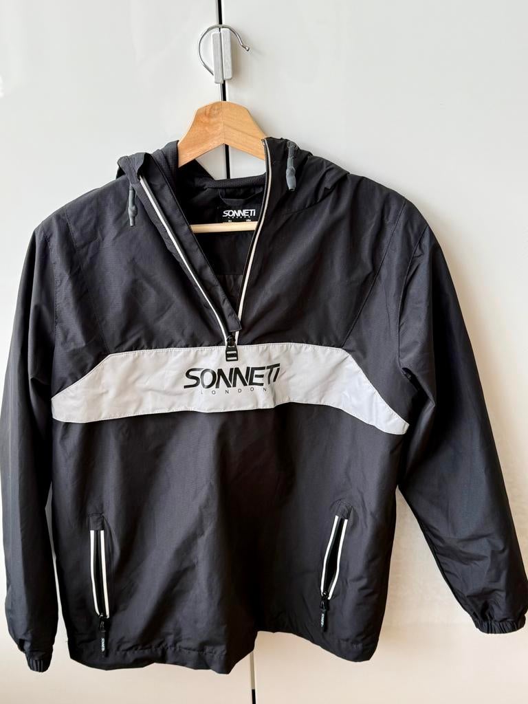 Sonneti London jas maat 12-13 jaar – zwarte windbreaker, Ophalen of Verzenden, Zo goed als nieuw
