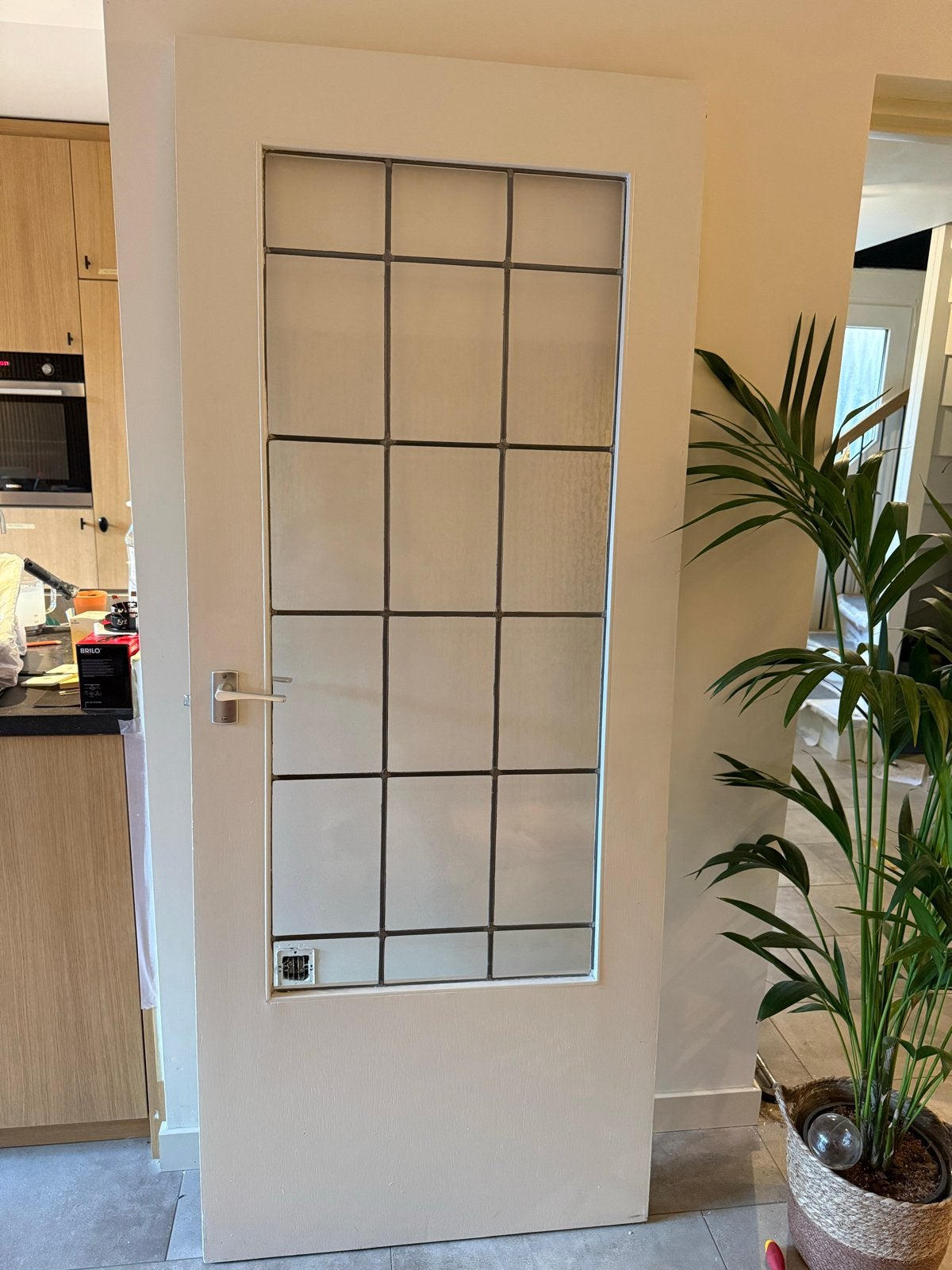 Gratis Stompe Glas in lood tussendeur - 2005x830mm, Ophalen, Gebruikt, 80 tot 100 cm, Binnendeur