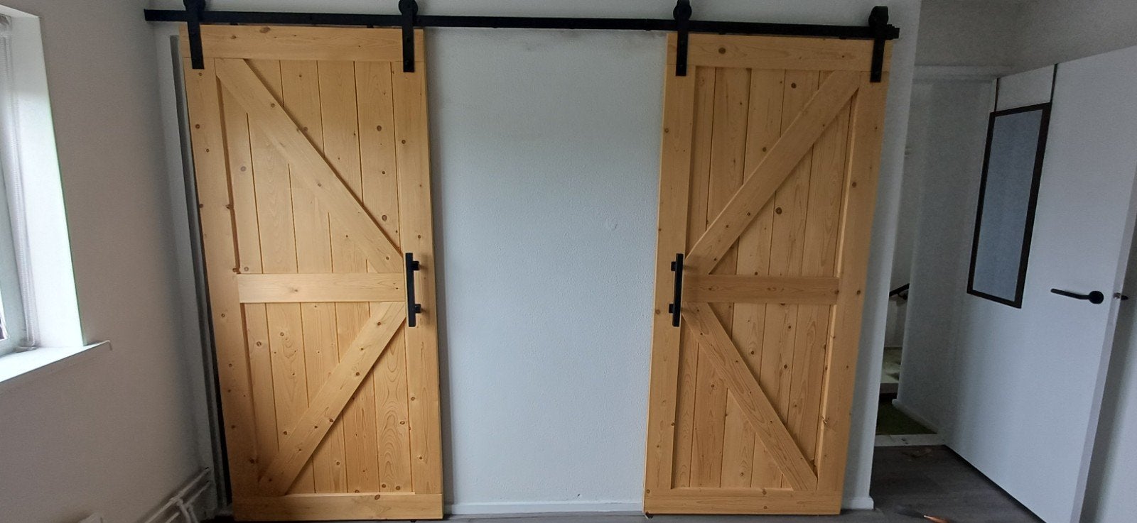 Barndoors schuifdeuren houten deur hang deur, Ophalen, Meerdere deuren, 50 tot 100 cm, Minder dan 25 cm