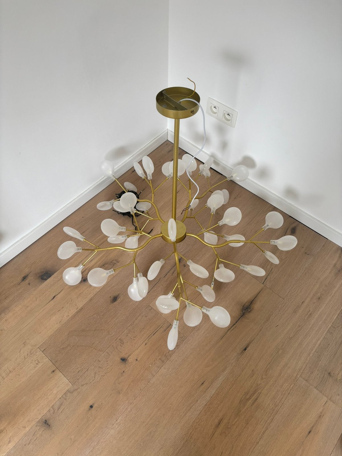 Gouden takkenlamp - Firefly style, Ophalen, Gebruikt, Glas