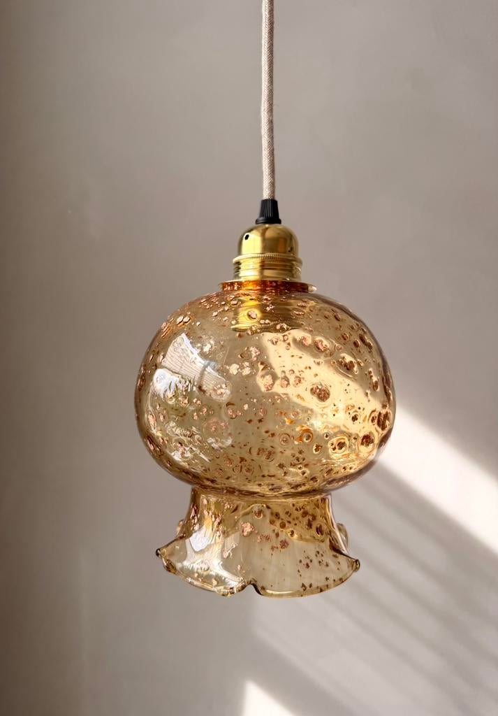 Vintage glazen bubbel hanglamp, Huis en Inrichting, Lampen | Hanglampen, Ophalen of Verzenden, Zo goed als nieuw, Minder dan 50 cm