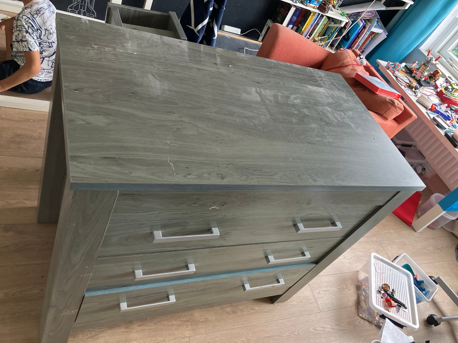Commode met 3 lades, aankleedkussenverkleiner en wandplank, Ophalen, Gebruikt, 50 tot 70 cm, 100 cm of meer