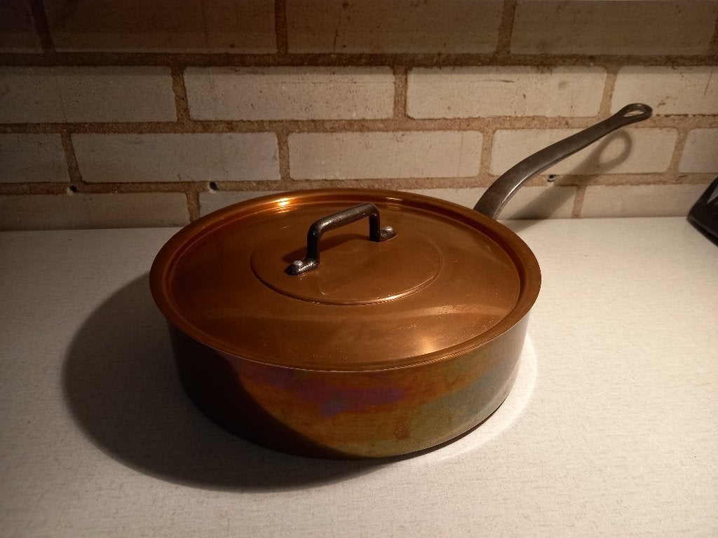Koperen pan met deksel, Braadpan, Met deksel, Ophalen of Verzenden, Overige merken