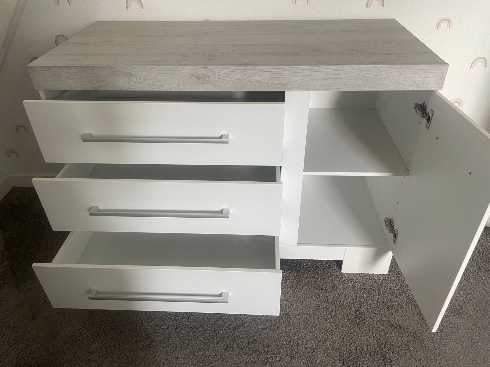 Gehele set TWF Futura meegroeibed + kast en commode, Ophalen of Verzenden, Gebruikt