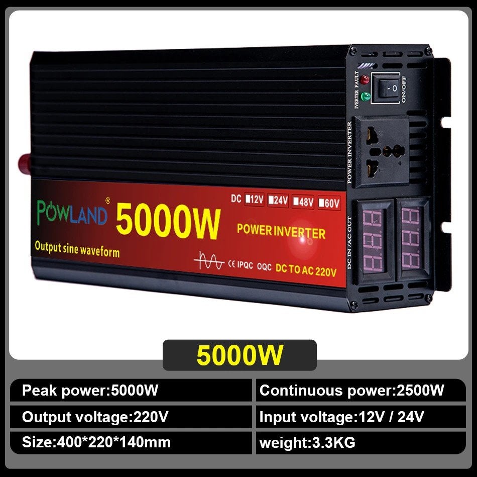 Zuivere Sinus Omvormer Dc 12V 220V Spanning 1000 tot 5000w, Ophalen of Verzenden, Nieuw