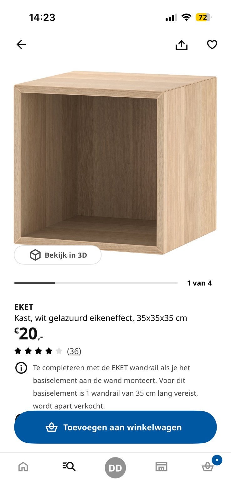 2x Ikea eket, Huis en Inrichting, Ophalen, 50 tot 100 cm, Zo goed als nieuw, Minder dan 100 cm