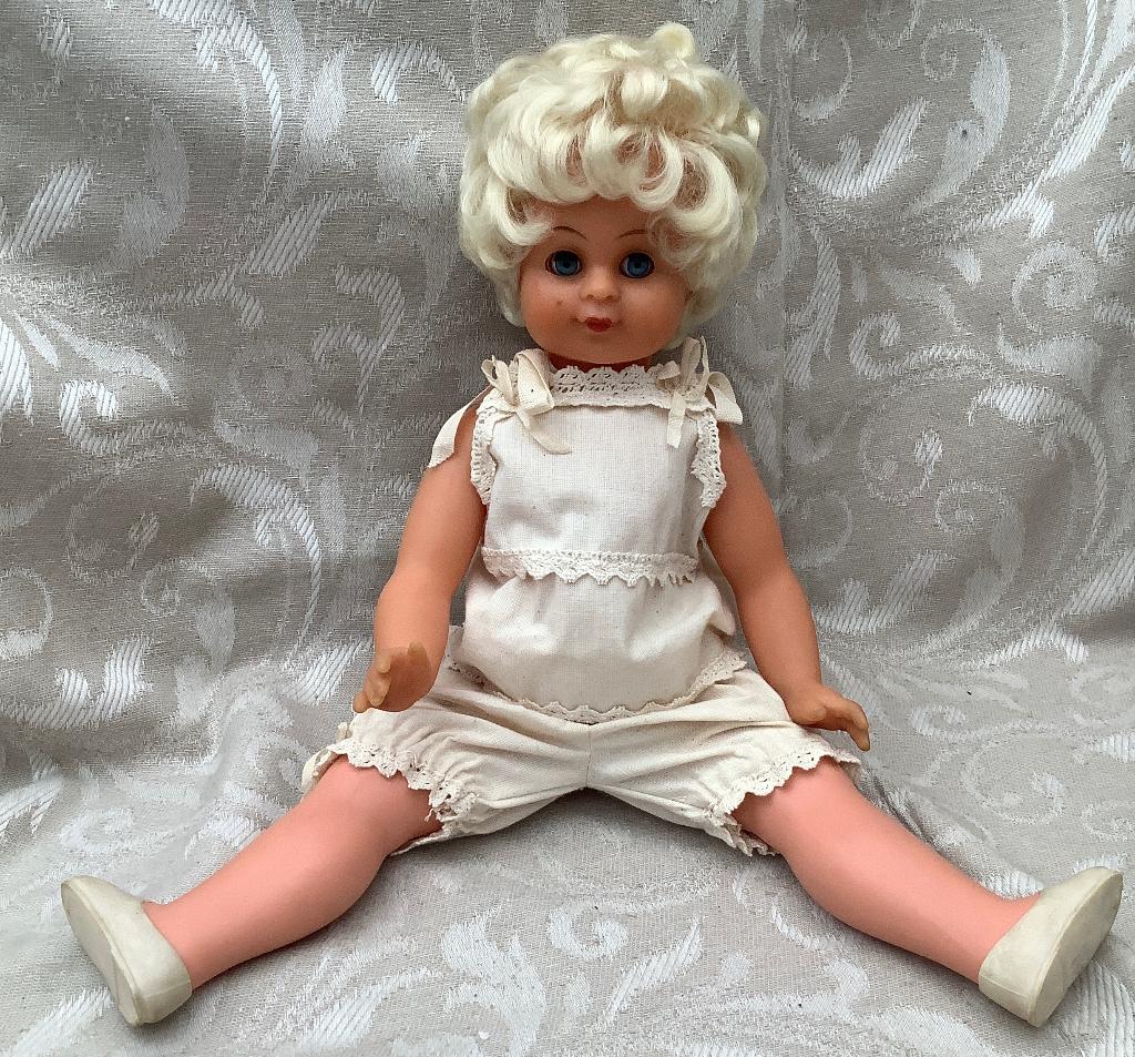 Vintage mooie pop met vintage kleding 44 cm lang, Ophalen of Verzenden, Zo goed als nieuw, X, Pop