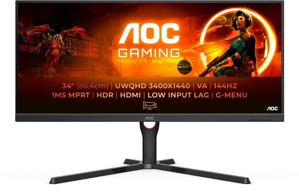 AOC U34G3XM Ultrawide Monitor 34 inch    ZONDER STANDAARD, Computers en Software, Monitoren, IPS, 101 t/m 150 Hz, AOC Gaming, Zo goed als nieuw