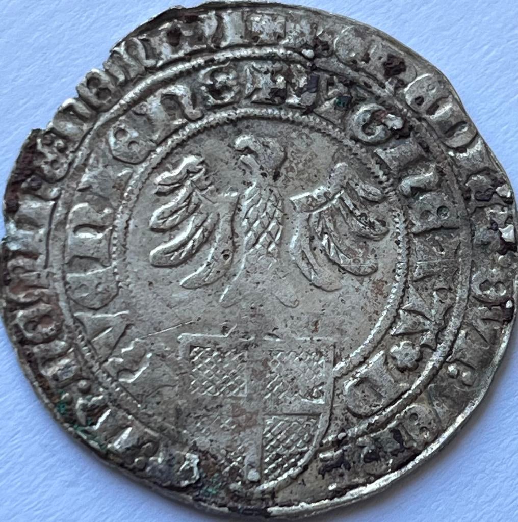 Bisdom Utrecht schaarse dubbele groot of gans 1394-1423, Postzegels en Munten, Munten | Nederland, Vóór koninkrijk, Zilver, Losse munt