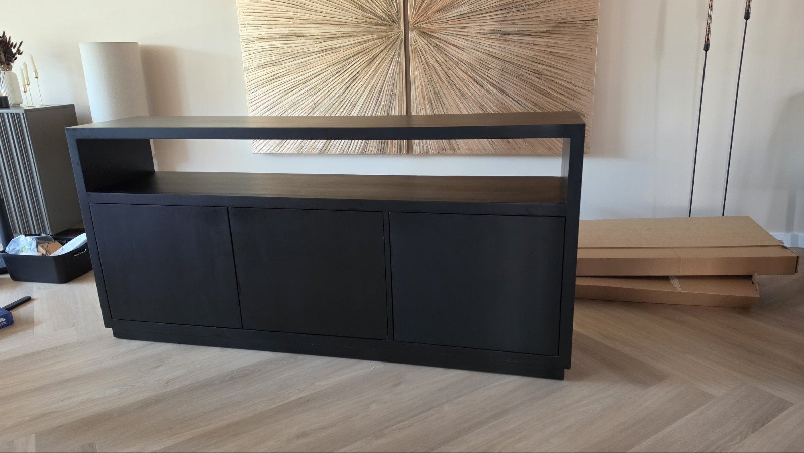 Luxueus Zwart Dressoir 180cm - Giga Meubel, Ophalen, Met deur(en), 150 tot 200 cm, Zo goed als nieuw