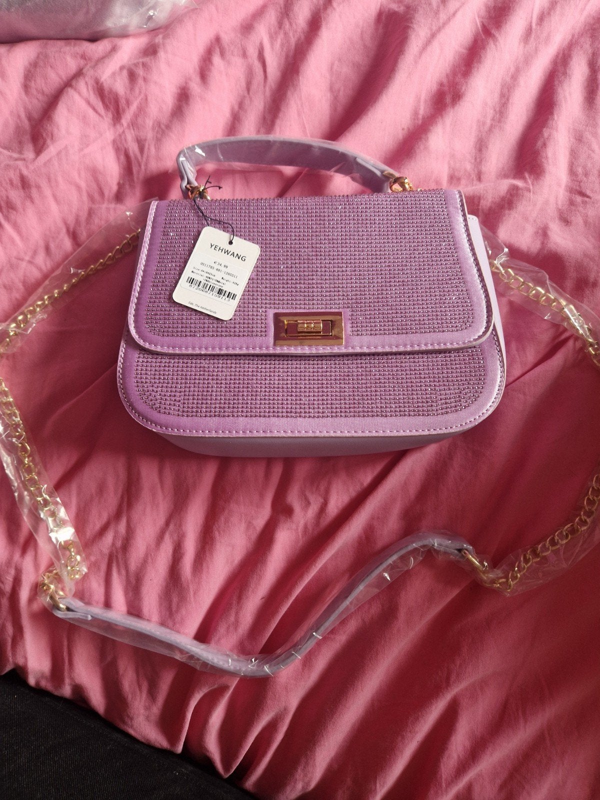 Paarse strass tas - schouder- en/of handtasje, nieuw, Ophalen, Nieuw, Paars, Avondtasje