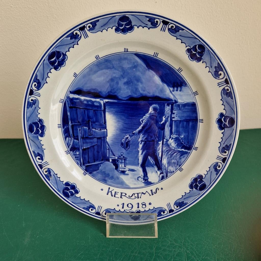 De Porceleyne Fles bord 'Kerstmis 1918', Ophalen of Verzenden