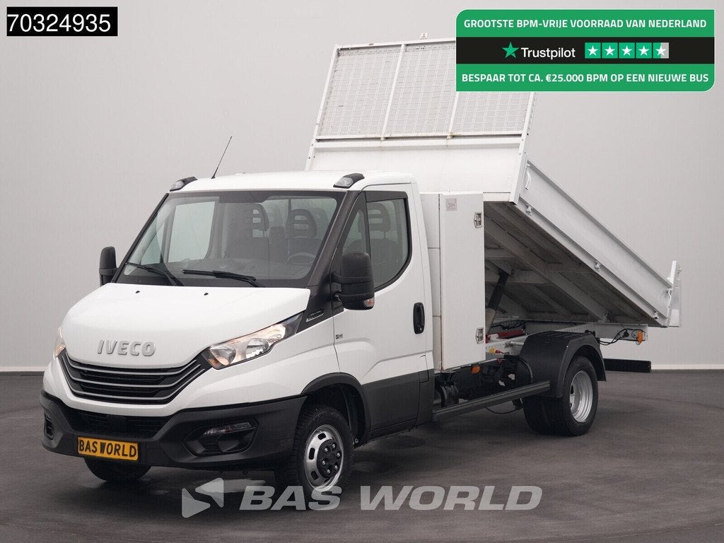 Iveco Daily 35C14 Automaat Kipper met Kist Dubbellucht Kippe, Auto's, Bestelauto's, Automaat, Stof, Gebruikt, Euro 6