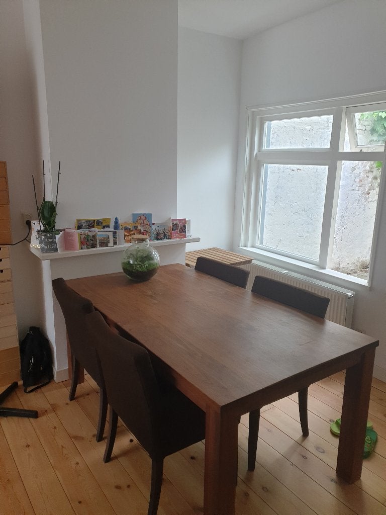 Prachtige Grote Notenhout Eettafel met stoelen, Huis en Inrichting, Ophalen, 50 tot 100 cm, Zo goed als nieuw, 150 tot 200 cm