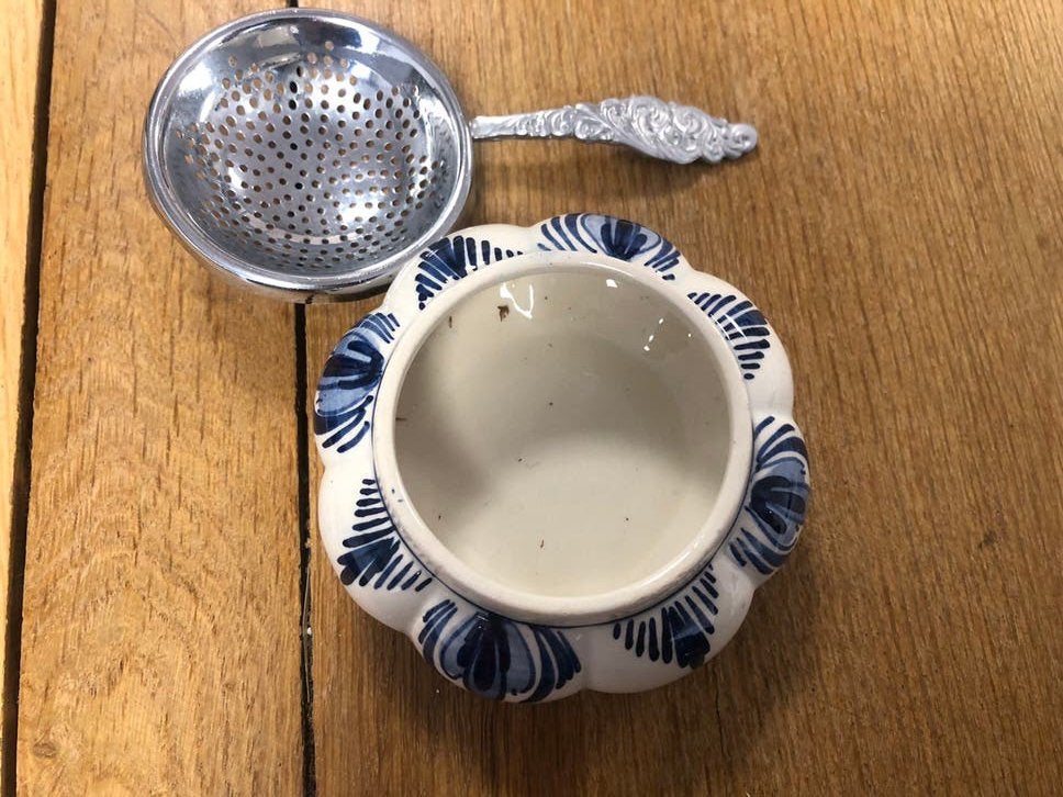 Theezeefje met lekbakje Delfts Blauw, Ophalen of Verzenden