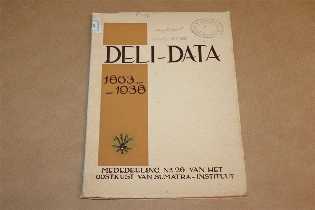 Deli-Data 1863-1938 - Oostkust Sumatra-Instituut!!, Ophalen of Verzenden, Zo goed als nieuw