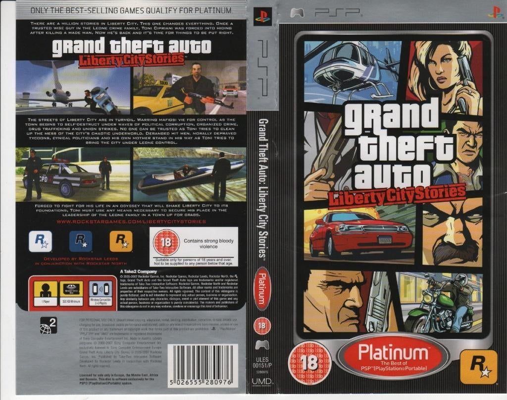 gand theft auto liberty city stories psp, Avontuur en Actie, Vanaf 18 jaar, 1 speler, Ophalen of Verzenden