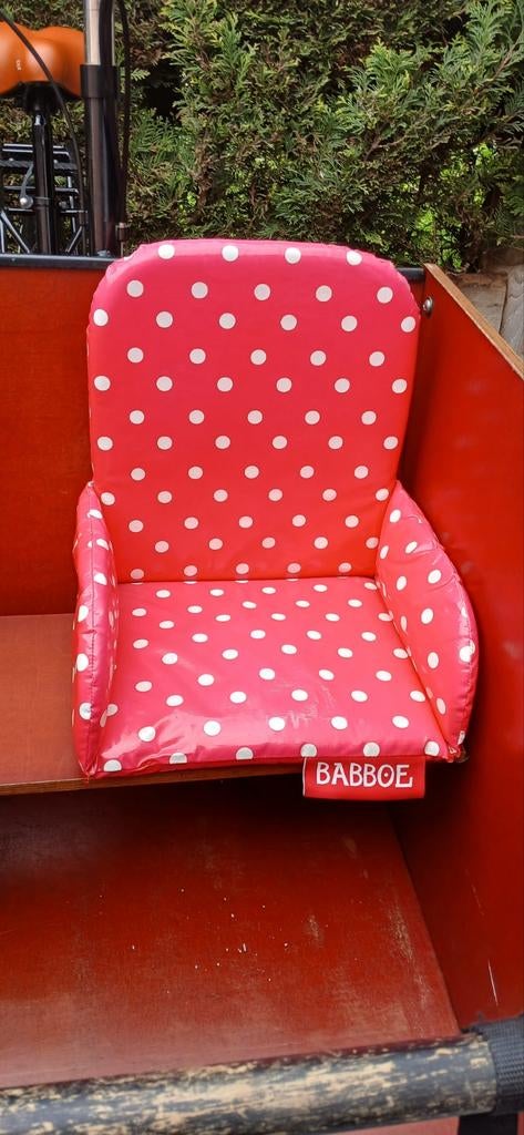 Babboe bakfiets zitje rood met witte stippen, Ophalen of Verzenden
