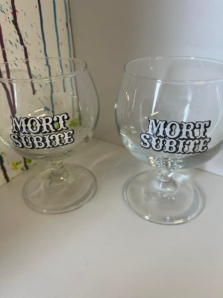 Mort Subite glazen set van 2 glazen, Ophalen of Verzenden, Glas of Glazen