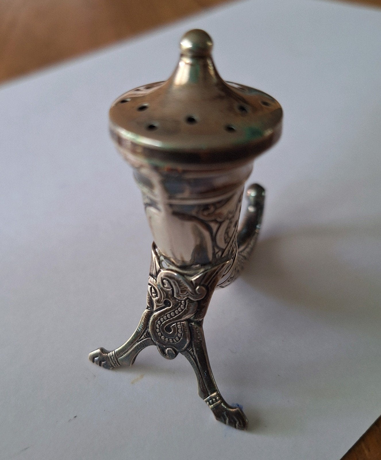 Antieke Zilveren Hoornvormige Zoutstrooier, Verzenden, Zilver