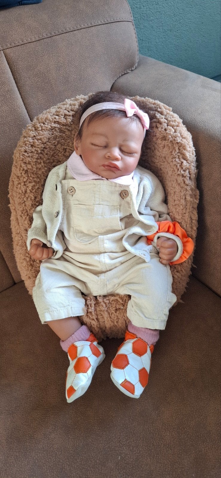 Mooi getinte reborn baby, Verzamelen, Poppen, Ophalen, Zo goed als nieuw, Babypop, Levensecht of Reborn