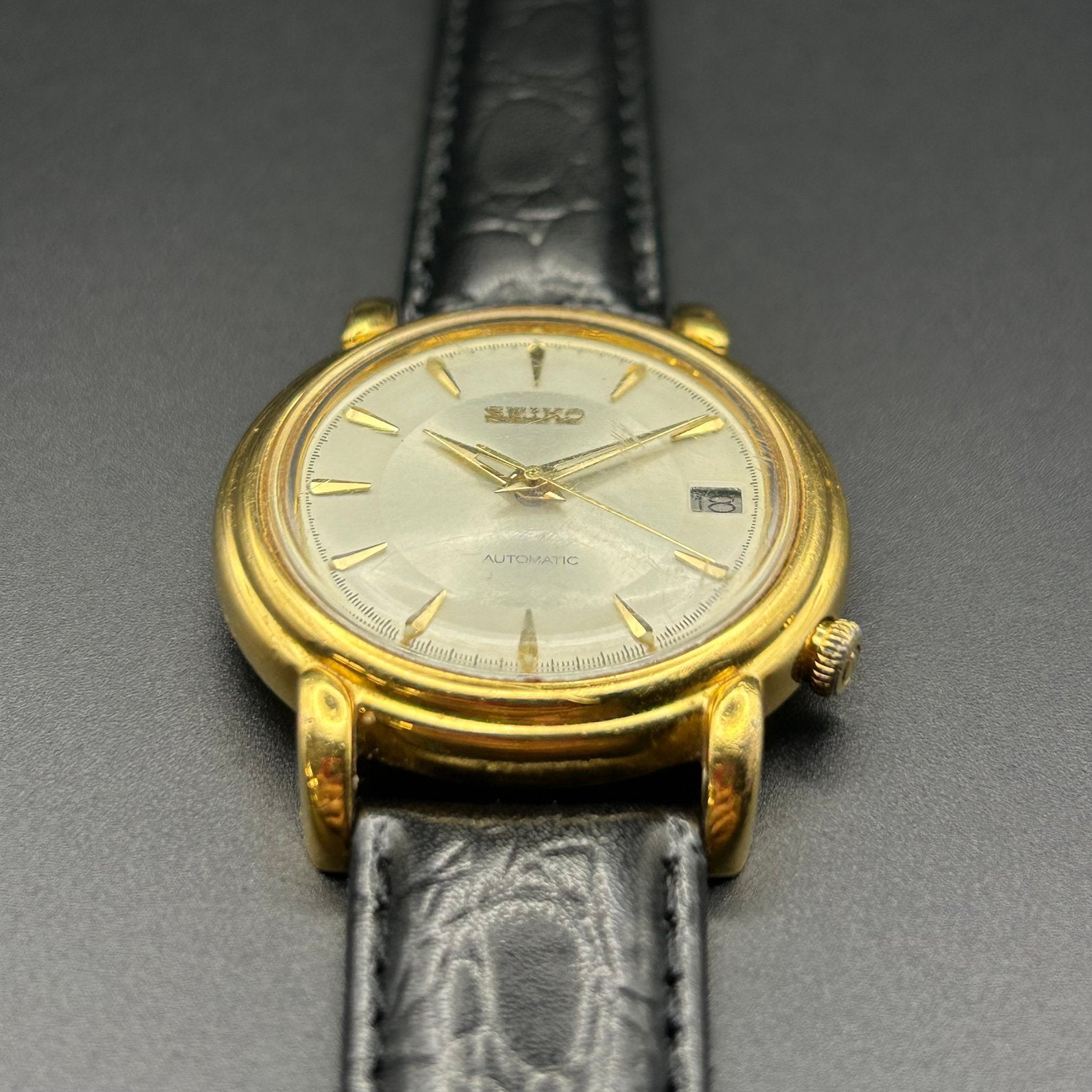 Seiko 7002-8010 Automatic Vintage | Nieuwe Leren Casio Band, Seiko, Polshorloge, Ophalen of Verzenden, Leer