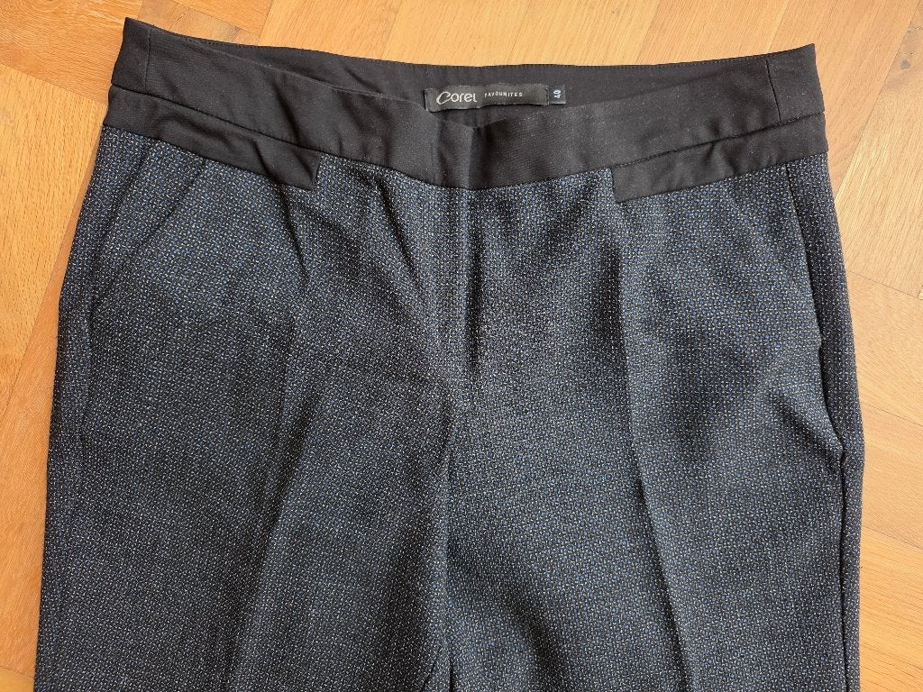 Zwart-grijze damespantalon - Corel - maat 40, Kleding | Dames, Zwart, Ophalen of Verzenden, Zo goed als nieuw, Lang
