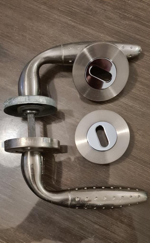 Deurkrukken met sluitelgat plaatje 1set, Ophalen of Verzenden, Klink of Kruk