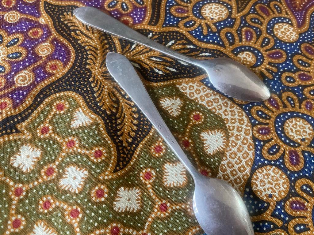 Set van 2 zilveren Djokja zoutlepeltjes, vintage, Verzenden