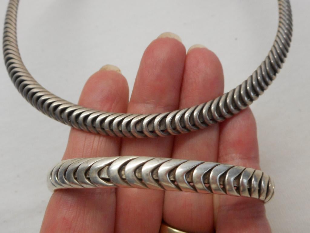 Zilveren massieve vintage set spang + klem armband nr.5000, Verzenden, Zo goed als nieuw, Zilver, Zilver