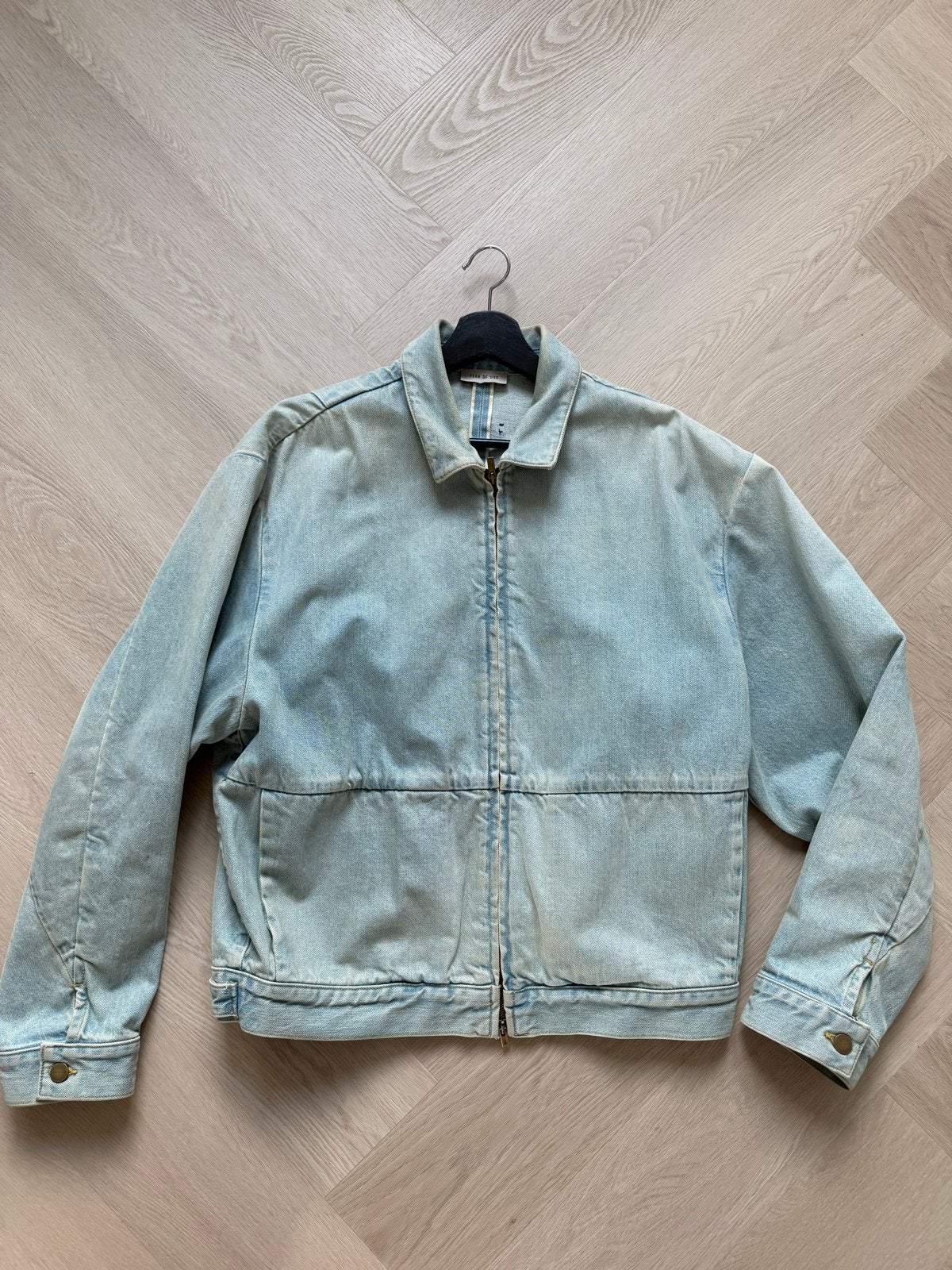 Fear of God Denim Jacket Lichtblauw Maat L, Ophalen of Verzenden, Zo goed als nieuw, Maat 52/54 (L), Blauw