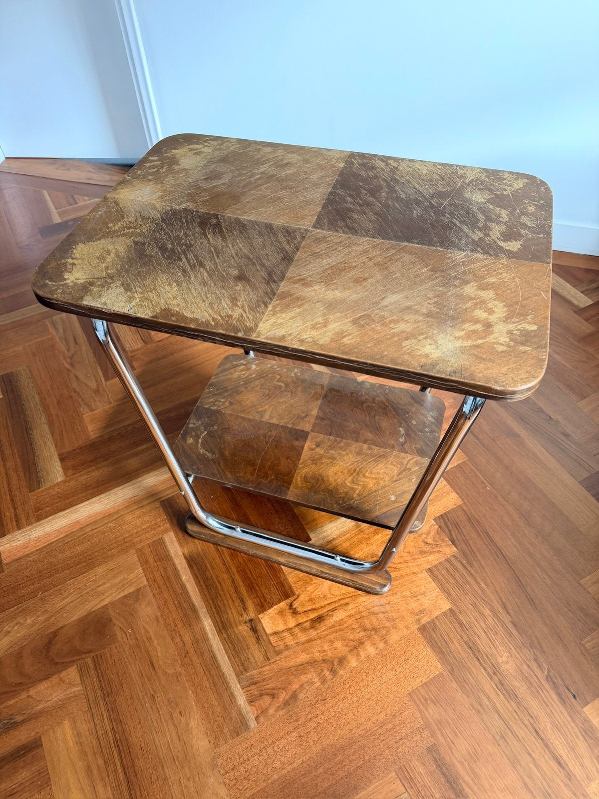 Vintage Bauhaus 2 Tier side tabel, Ophalen, Gebruikt, Vintage, 55 tot 75 cm
