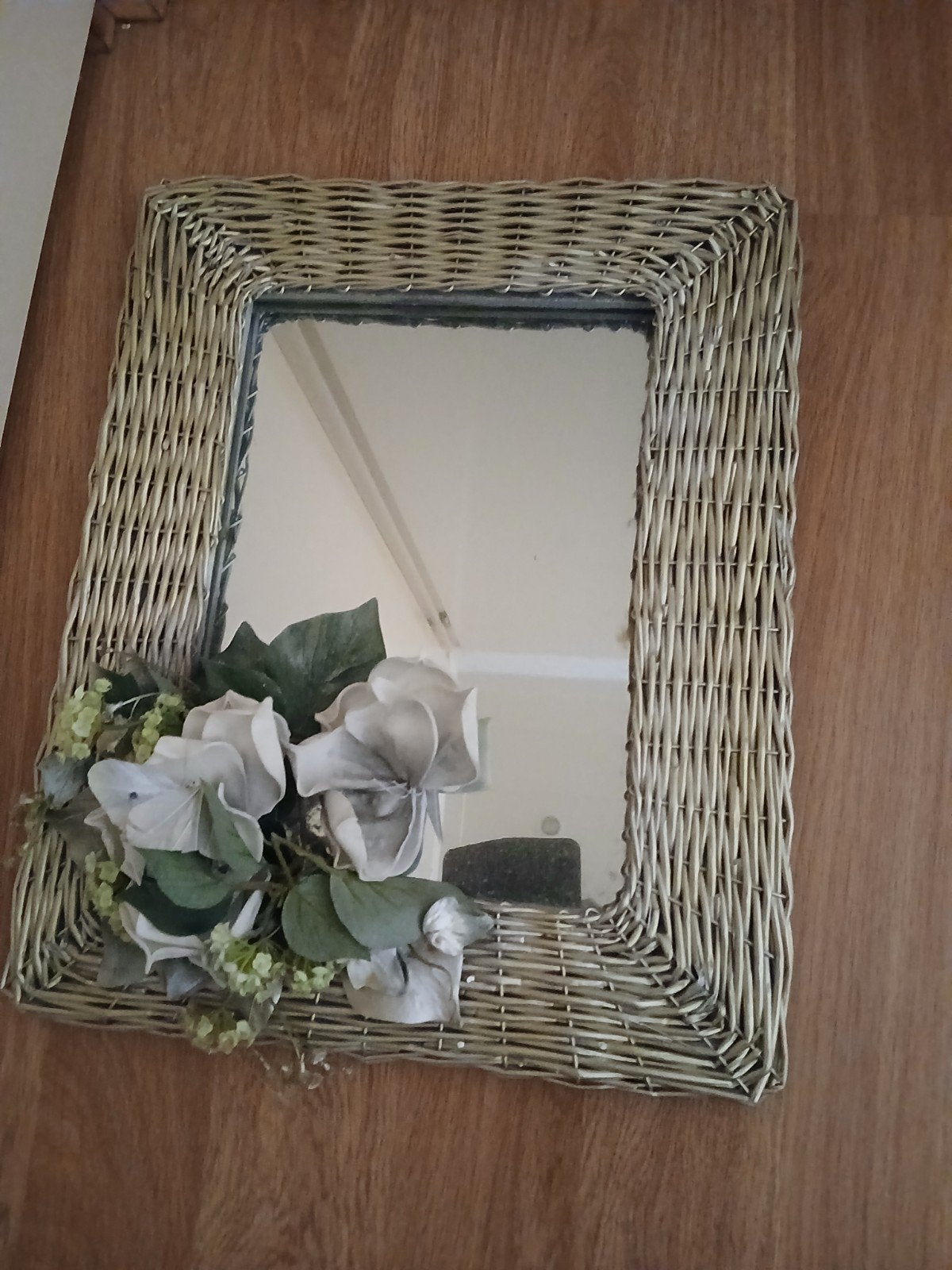 Zilverkleurige spiegel met decoratie, 50x40cm, Ophalen, Rechthoekig, Minder dan 50 cm, Minder dan 100 cm