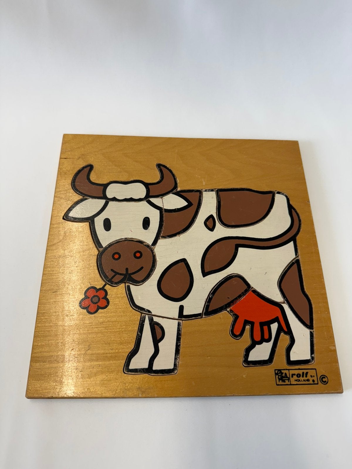 Rolf houten puzzel Koe, Gebruikt, Ophalen of Verzenden, Van hout, Minder dan 10 stukjes