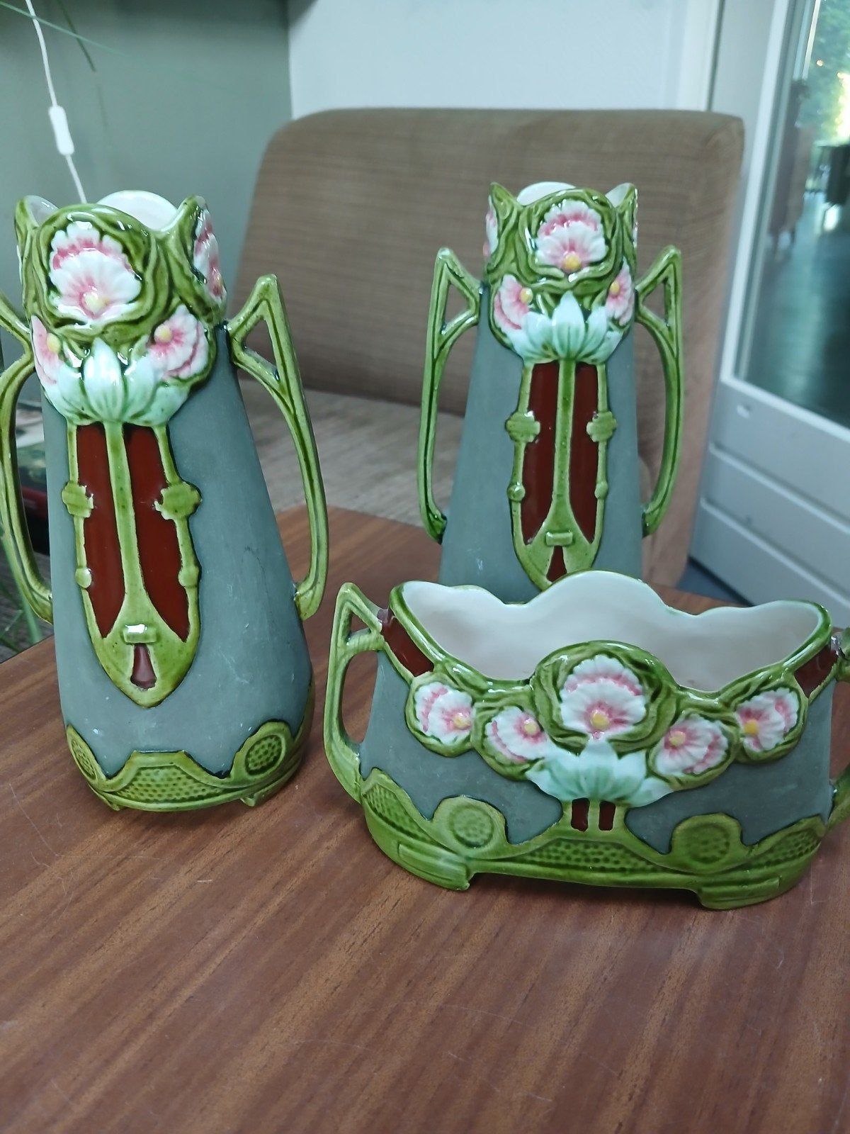 Antieke 3-delige Art Nouveau Kastset – Eichwald / Boheems A, Antiek en Kunst, Antiek | Vazen, Ophalen of Verzenden