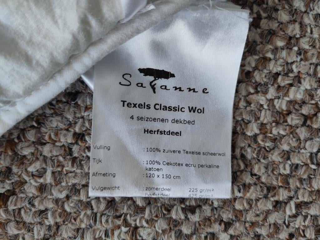 Texels Classic Wol 4-seizoenen dekbed 120x150, Ophalen, Eenpersoons, Wit, Deken of Dekbed