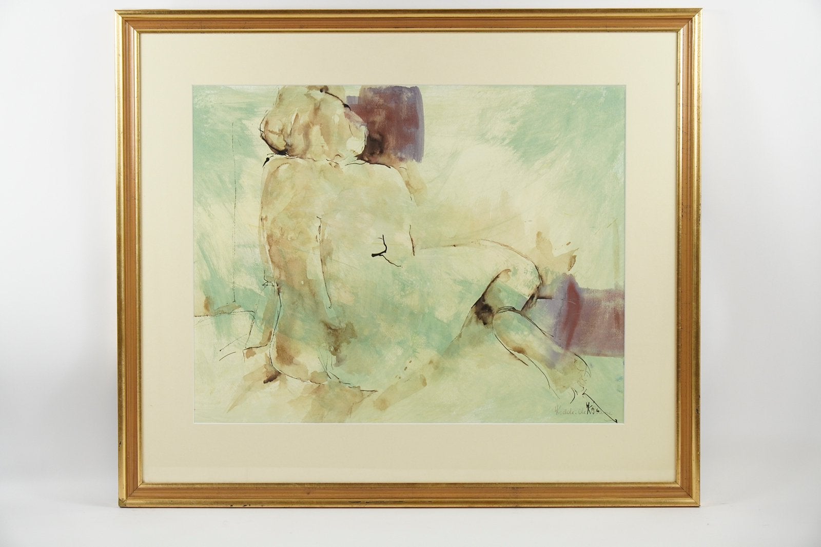 Aquarel van een zittend naakt, Hanneke Kodde de Crane, Ophalen