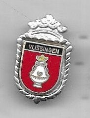 EMAILE VLISSINGEN WAPEN LOGO BROCHE SPELD GEKLEURD, Ophalen of Verzenden, Gebruikt, Stad of Land, Speldje of Pin